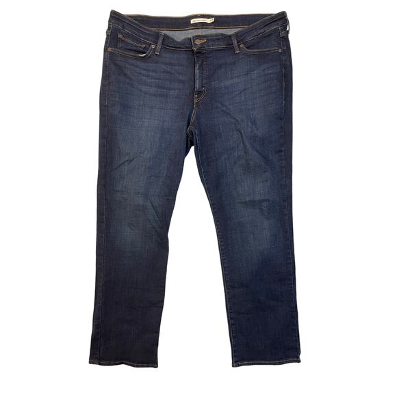Levi’s 414 Classic Straight Jeans Size 22W Dark Wash Stretch Denim Mid Rise - Picture 1 of 6